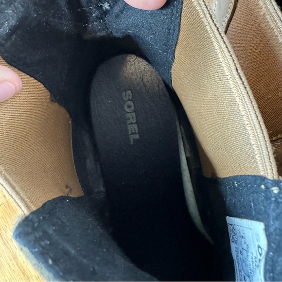 Sorel Lea Tan Brown Leather Chelsea Wedge Heel Ankle Boots Size 8 - Picture 4 of 8